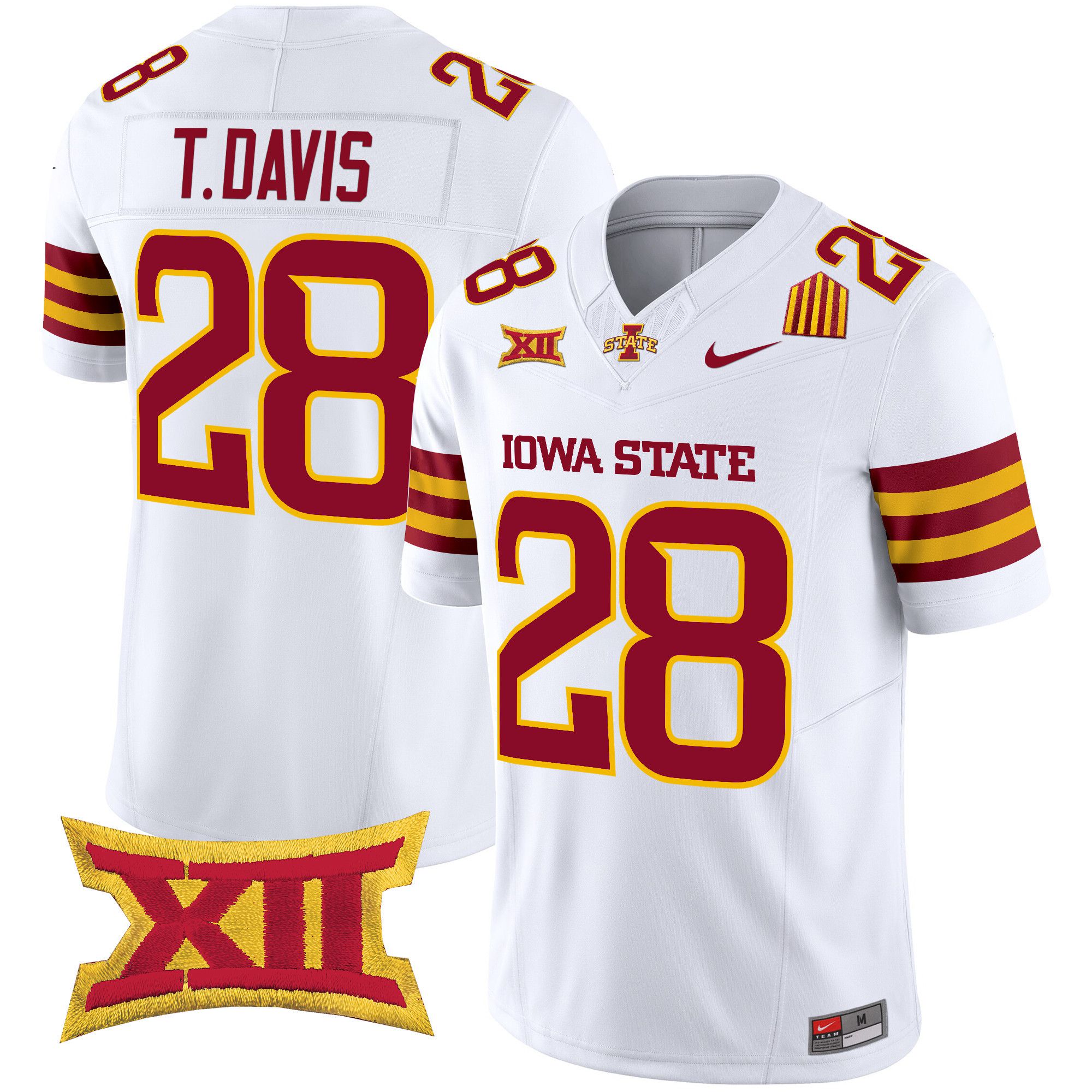 Men Iowa State Cyclones #28 T.Davis White Nike 2024 Vapor Limited NCAA Jersey->customized ncaa jersey->Custom Jersey